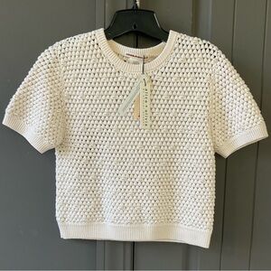 Alice + Olivia Ciara Pearl Crochet Sweater
